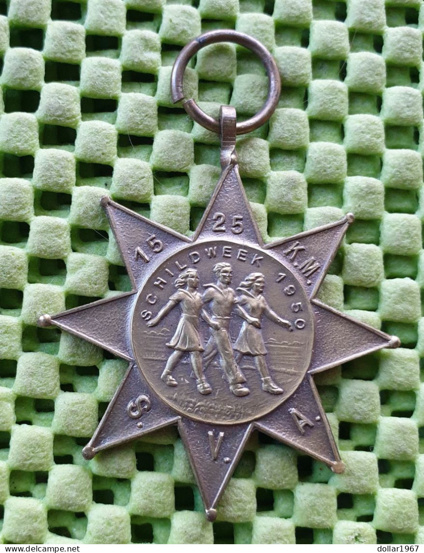 Medaille - 15-25 Km , S.V.A. Schildweek 1950 , Steendam (gr)  -  Original Foto  !!   Medallion Dutch - Sonstige & Ohne Zuordnung