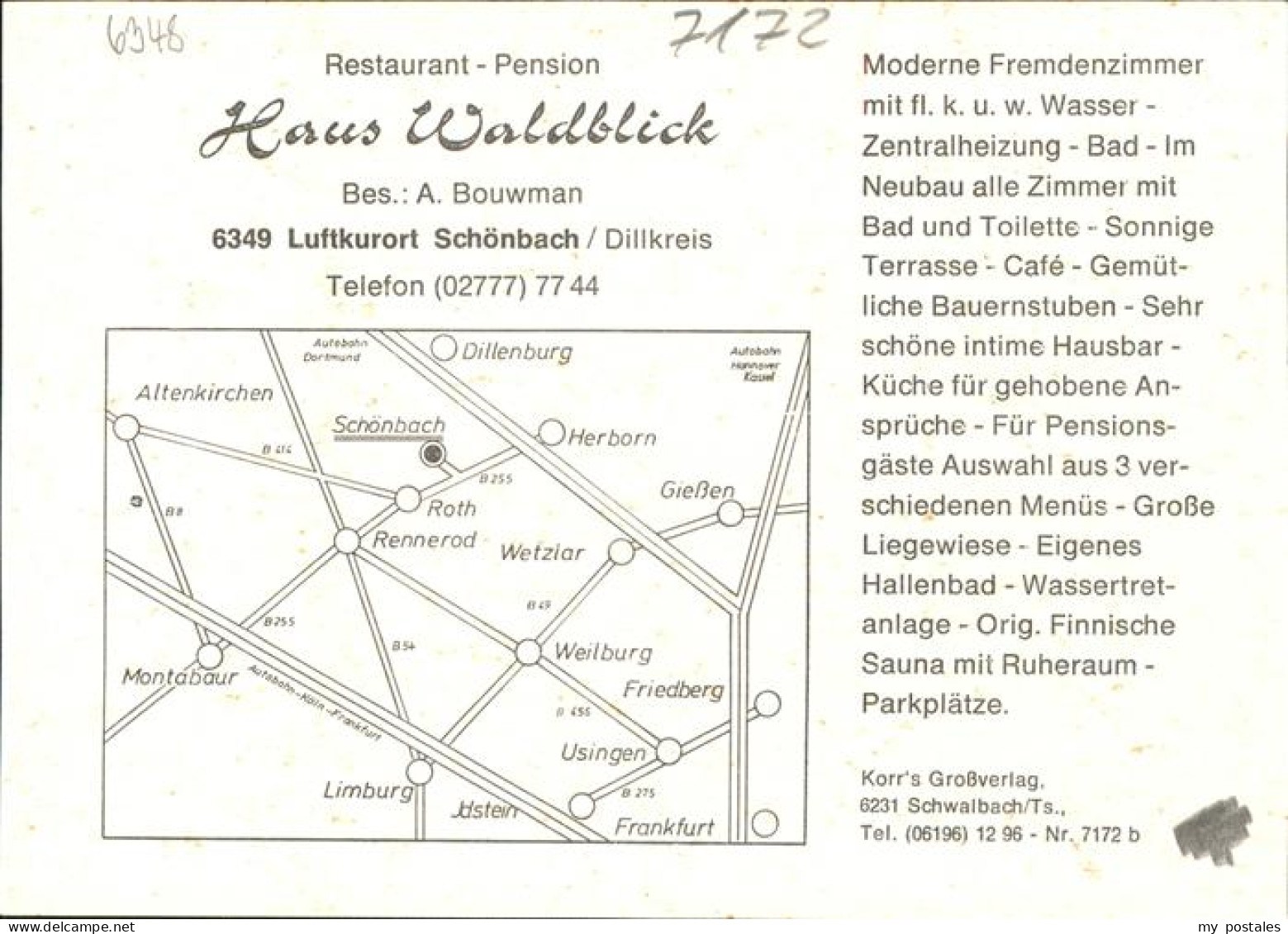 41272602 Schoenbach Dillkreis Haus Waldblick Landkarte Schoenbach - Herborn