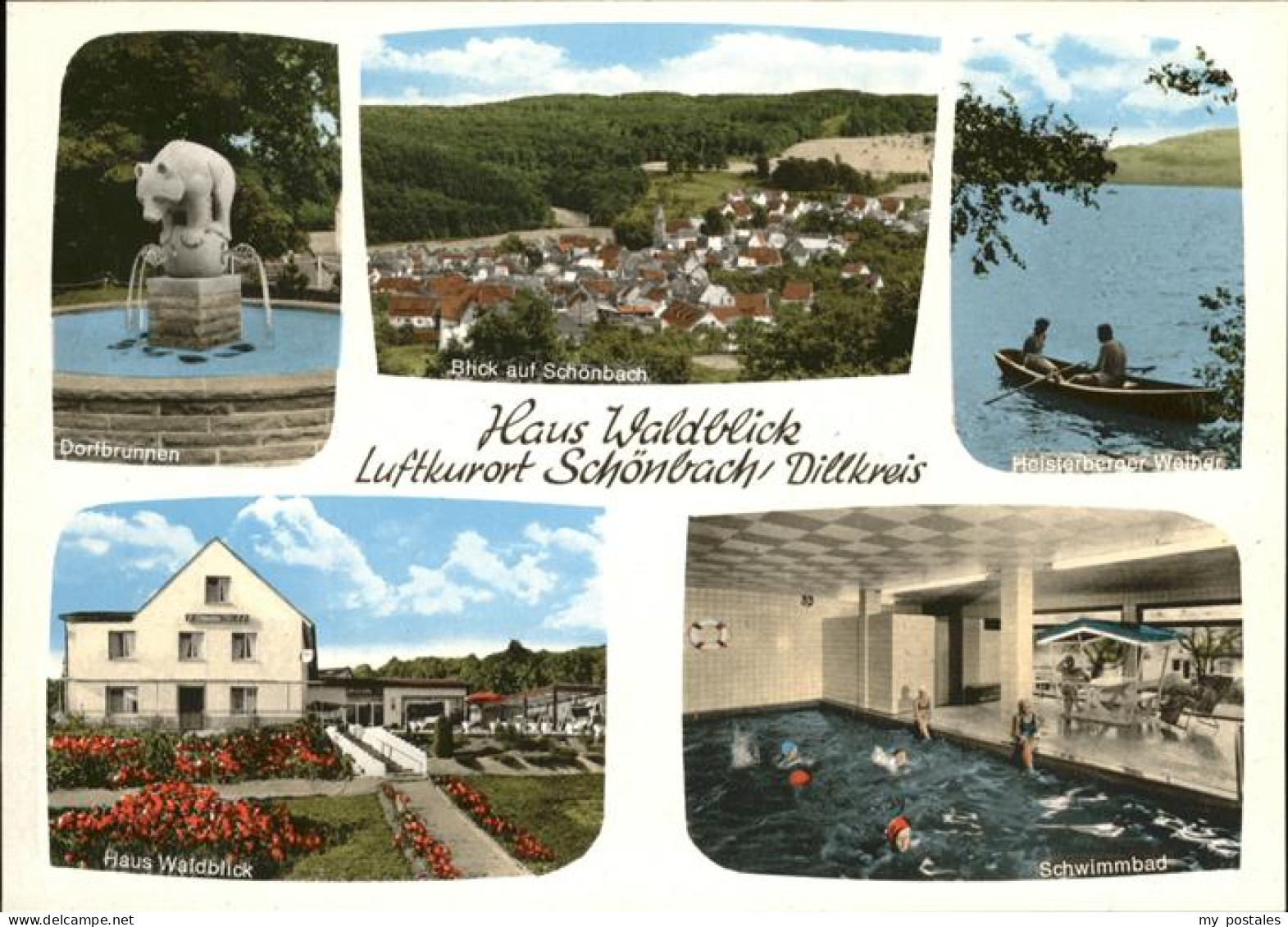 41272598 Schoenbach Dillkreis Holsterberger Schwimmbad Dorfbrunnen Haus Waldblic - Herborn