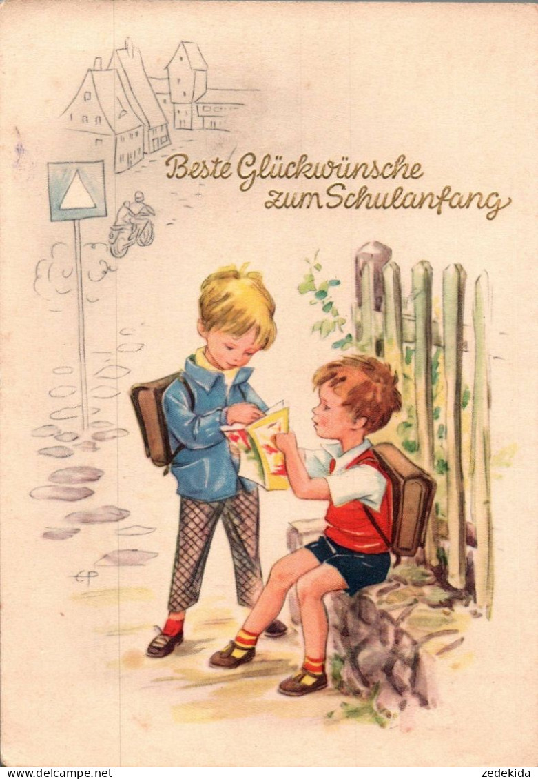 G9828 - Glückwunschkarte Schulanfang - Kinder - Meissner & Buch DDR - Einschulung