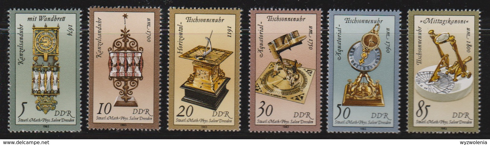 M 515) DDR 1978 Mi# 2796-2801 **: Kostbare Uhren, Sanduhr Sonnenuhr Uhr - Orologeria