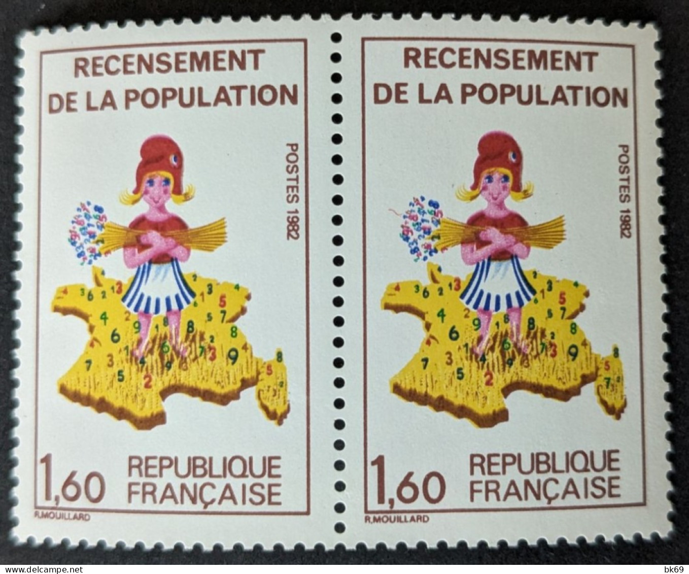 2202a ** Sans Le Chiffre '7' Sur La Corse Tenant à Normal Cote 15€ - Unused Stamps