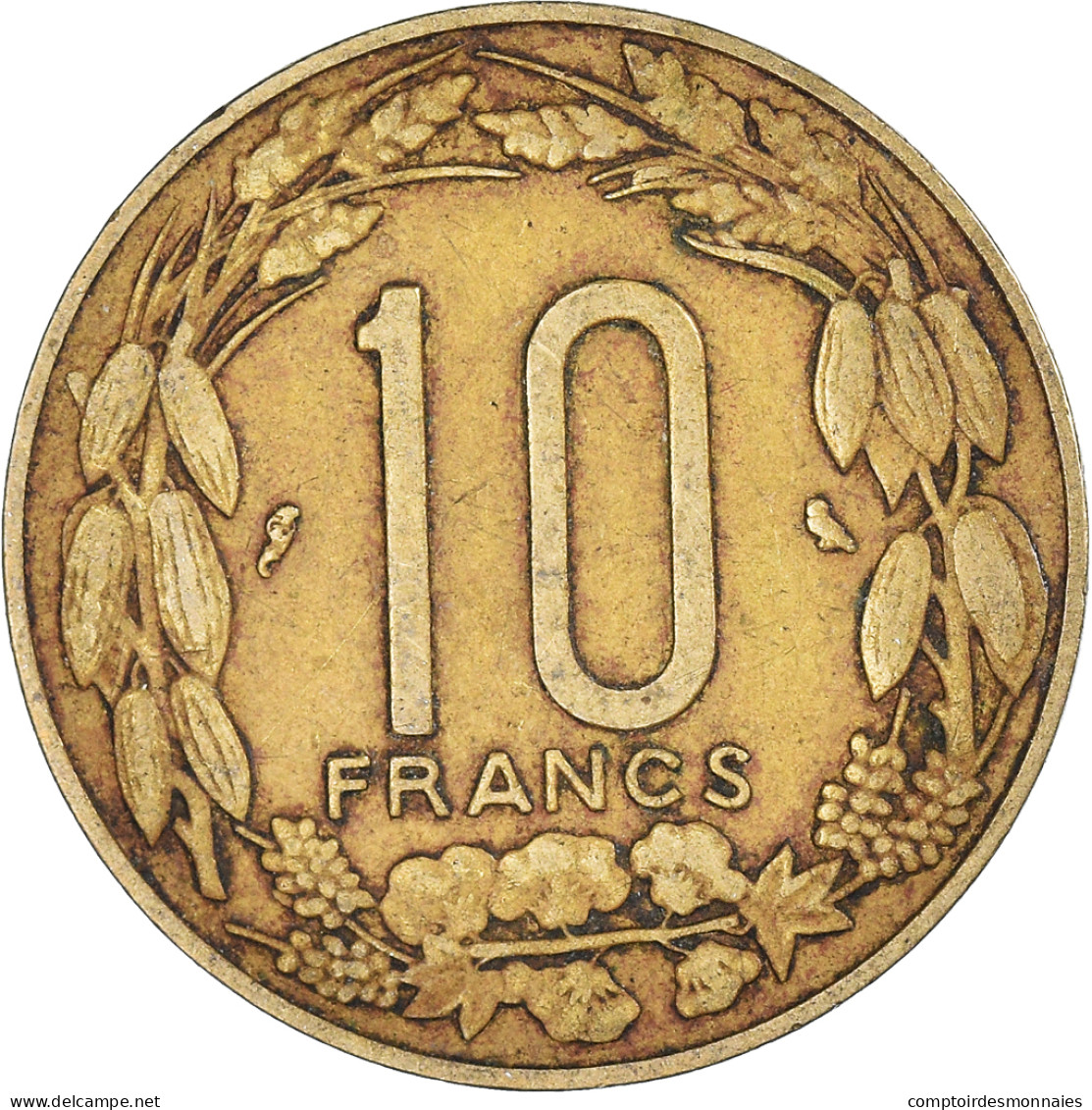 Monnaie, États De L'Afrique Centrale, 10 Francs, 1974 - República Centroafricana