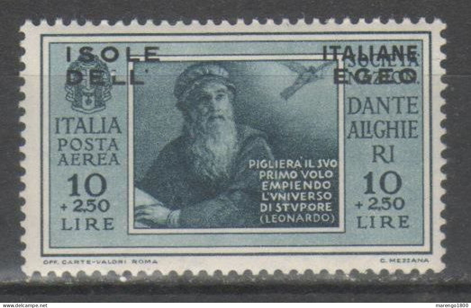 Egeo 1930 - Dante Alighieri Posta Aerea 10 + 2,50 L. **          (g9524) - Egée