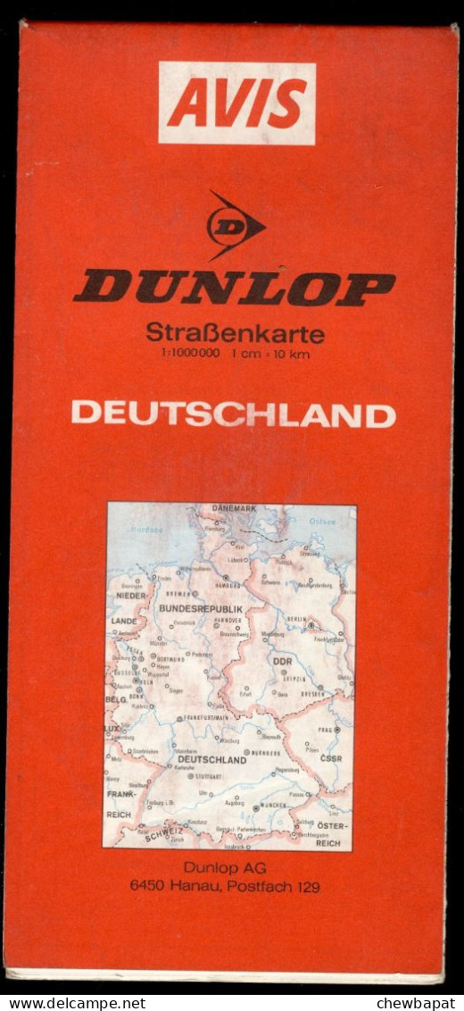 Deutschland - Dunlop-Strassenkarte  - 11 X 23 Cm - Cartes Routières