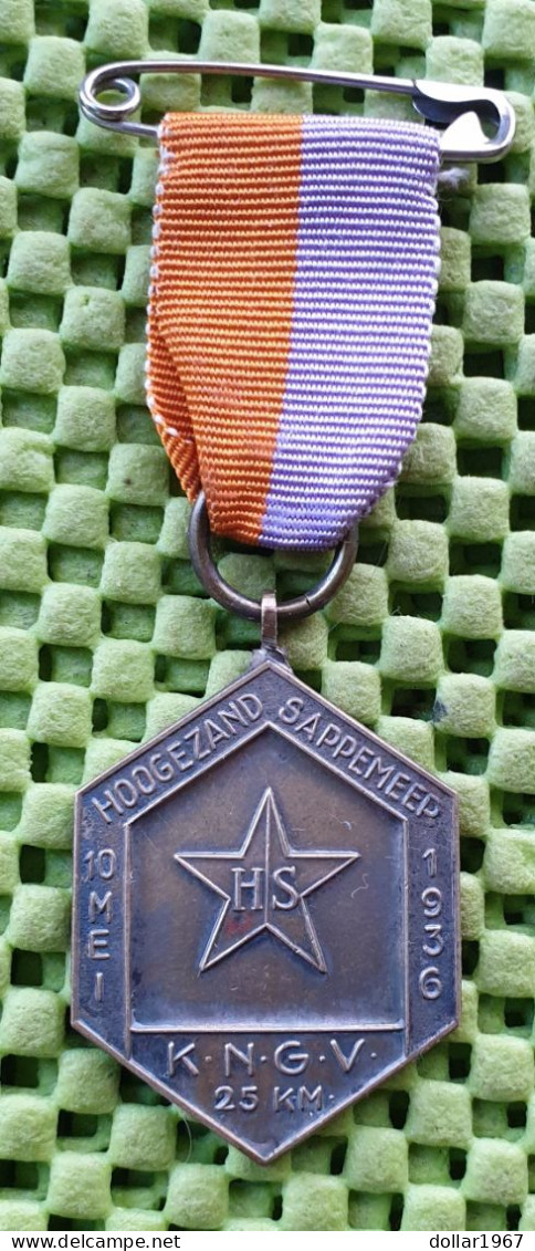 Medaille - K.N.G.V. 25 Km 10 Mei 1936 Hoogezand / Sappemeer.-  Original Foto  !!   Medallion Dutch - Sonstige & Ohne Zuordnung