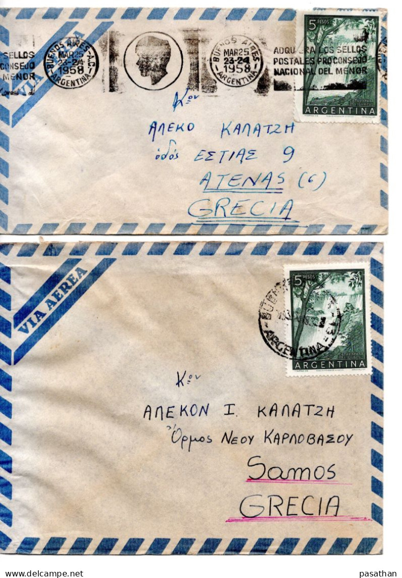 ARGENTINA 1957/58 - 5 Airmail Cover Posted To Samos Greece - Covers & Documents