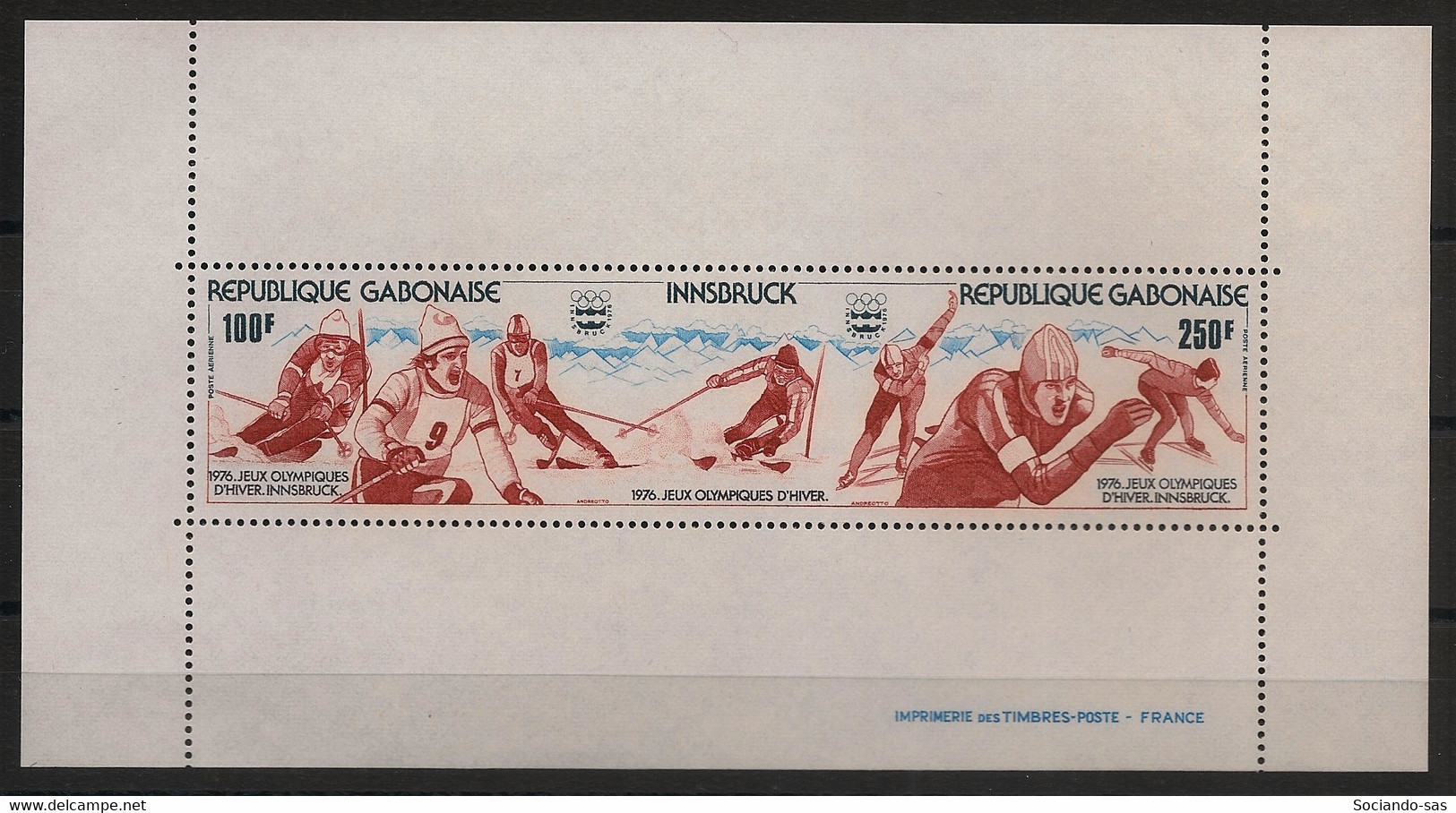 GABON - 1976 - Bloc Feuillet BF N°YT. 25 - Olympics / Innsbruck - Neuf Luxe ** / MNH / Postfrisch - Winter 1964: Innsbruck