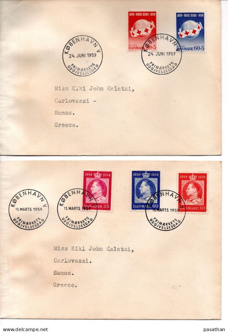 DENMARK 1959 -  3 Cover Posted To Samos Greece - Covers & Documents