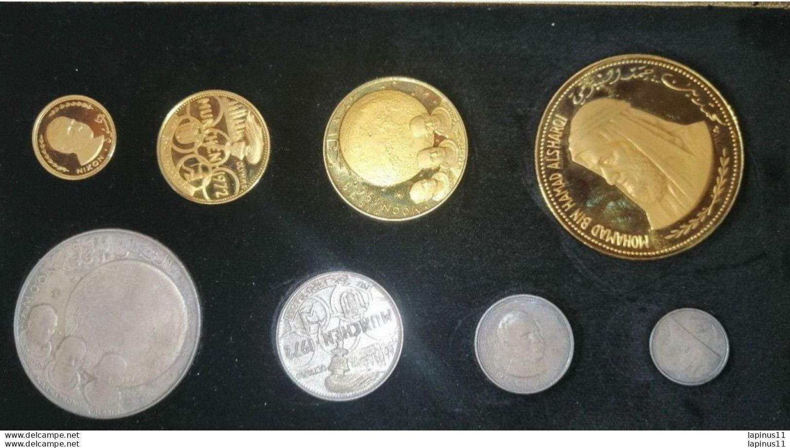 FUJAIRAH: Muhammad B. Hamad Al-Sharqi, 1952-1974, 8-coin Proof Set, 1969-70 GOLD AND SILVER VERY RARE - Emirats Arabes Unis