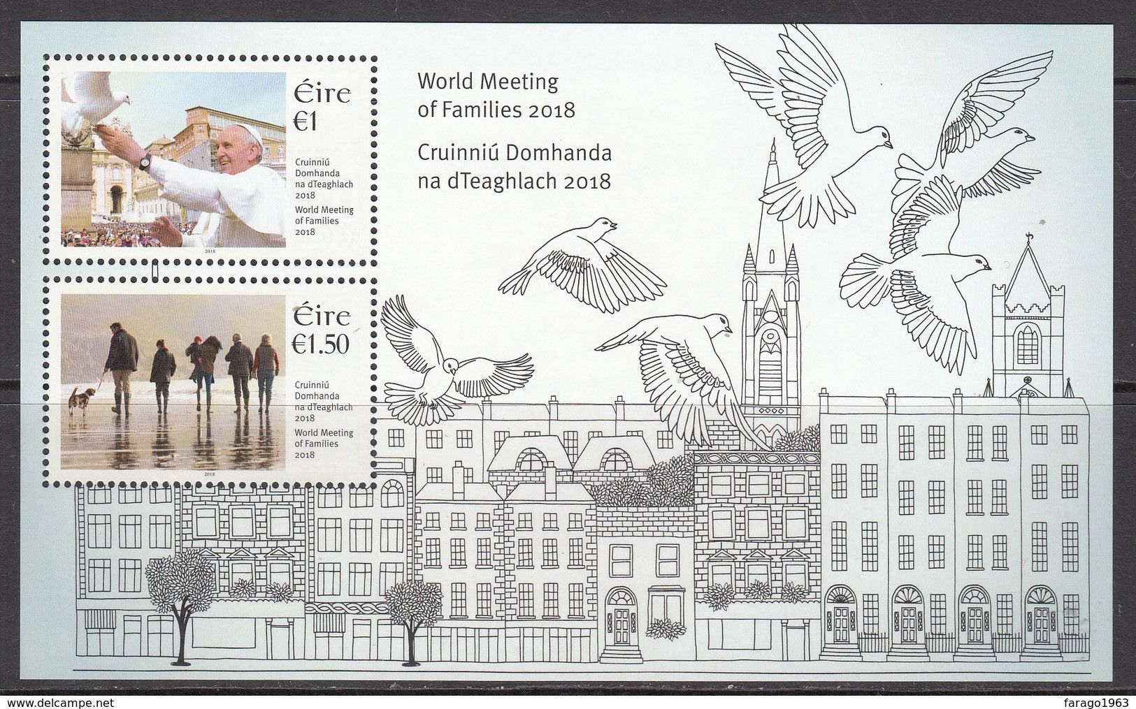 2018 Ireland Families Pope Francis Architecture Souvenir Sheet  MNH @ Below Face Value - Unused Stamps