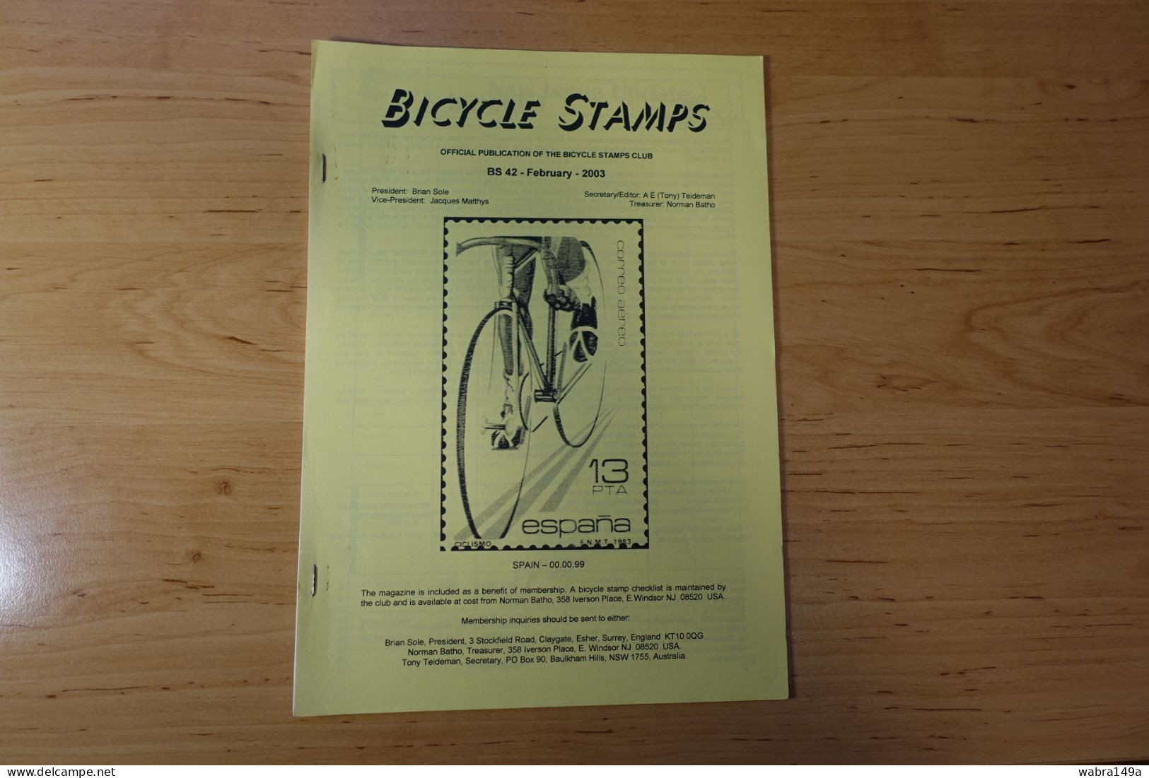 Bicycle Stamps Publication BS 42, February 2003 Velo Bicyclette Fahrrad - Inglés