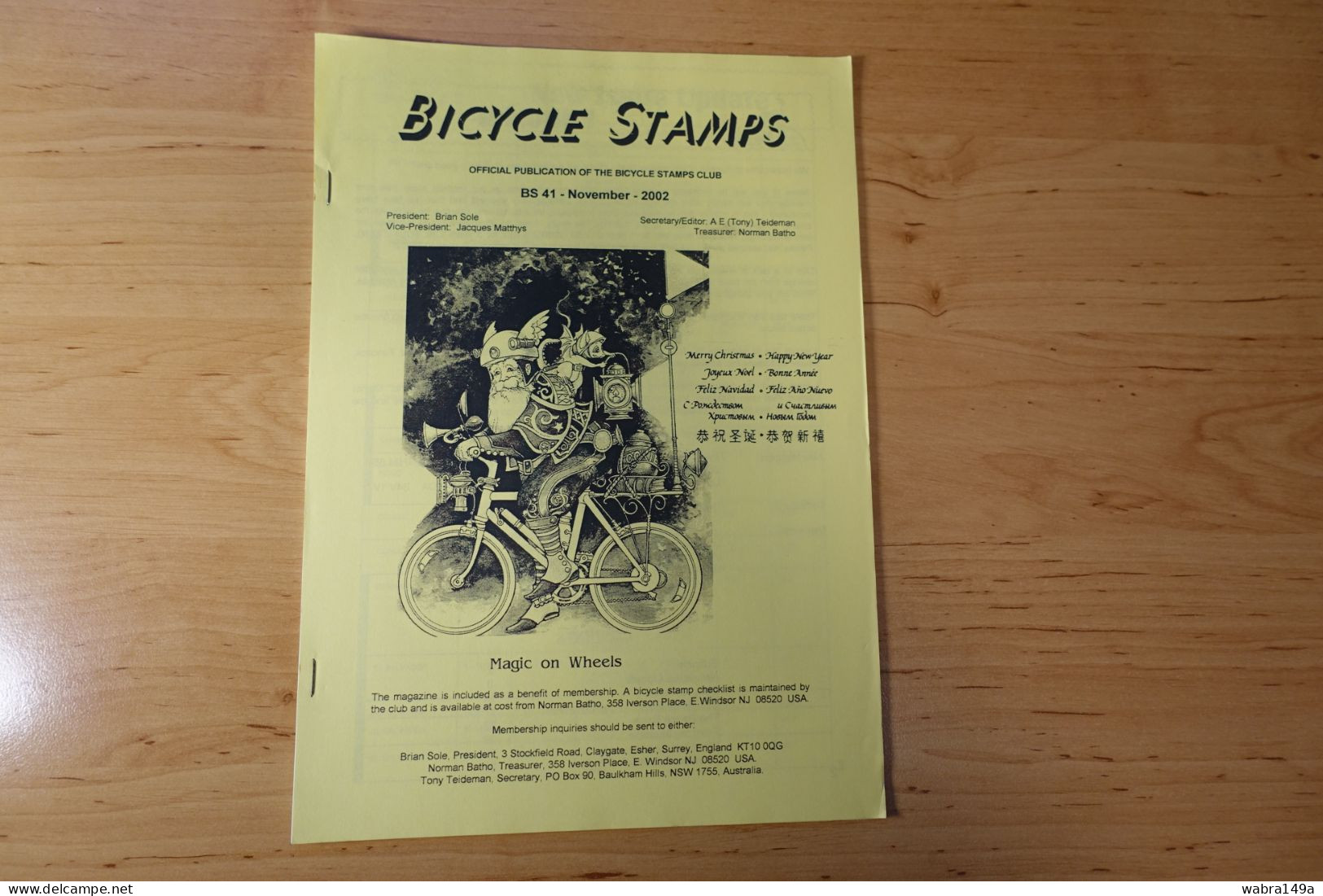 Bicycle Stamps Publication BS 41, November 2002 Velo Bicyclette Fahrrad - Anglais