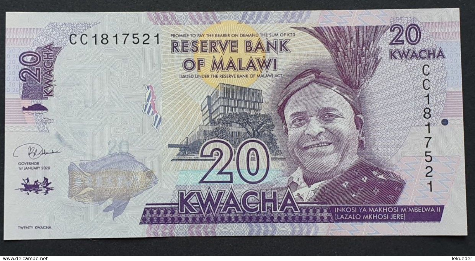 Billete De Banco De MALAWI - 20 Kwacha, 2020  Sin Cursar - Malawi