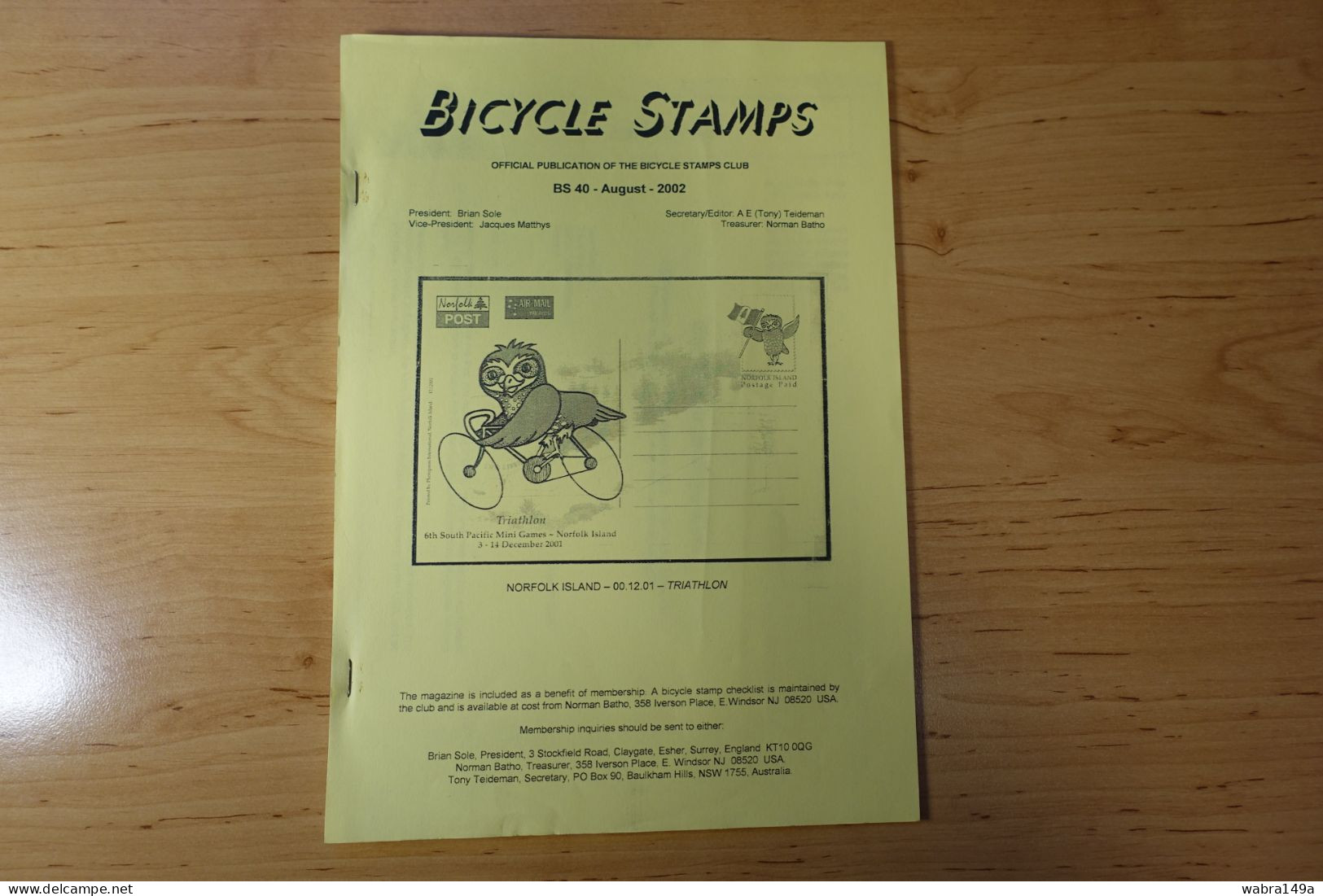 Bicycle Stamps Publication BS 40, August 2002 Velo Bicyclette Fahrrad - Engels