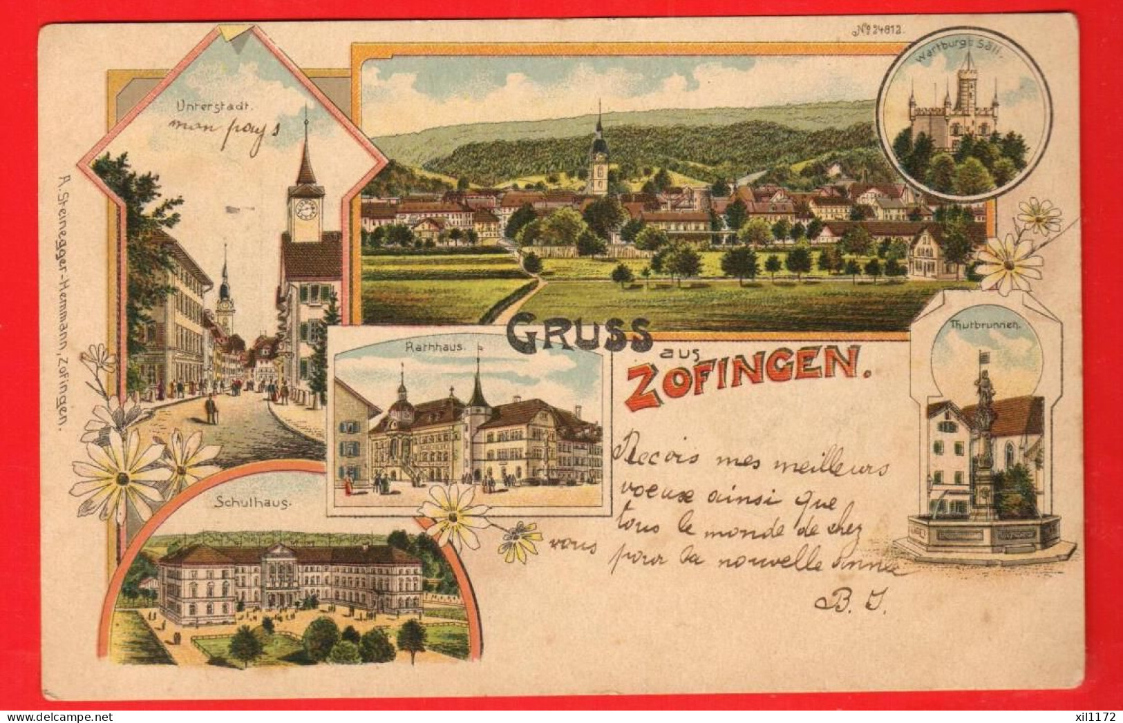 XZJ-15 SELTEN  GRUSS Aus Zofingen Multiviews  Pionier. Gelaufen 1902 - Zofingue