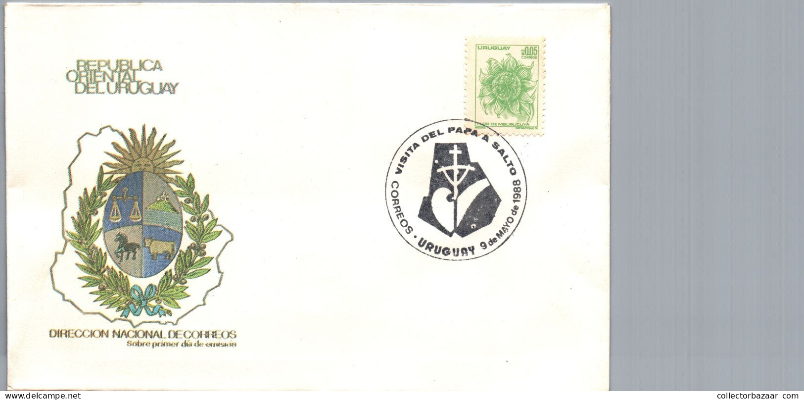 1987 John Paul II The Complete Lot Of FDC & Special Cancel For Visit To Uruguay 5 Covers - Papi