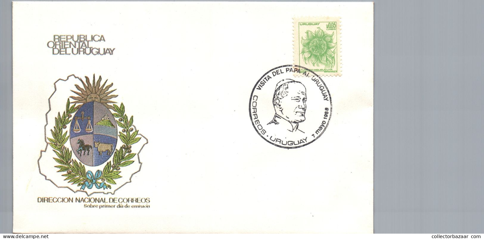 1987 John Paul II the complete lot of FDC & special cancel for visit to Uruguay 5 covers