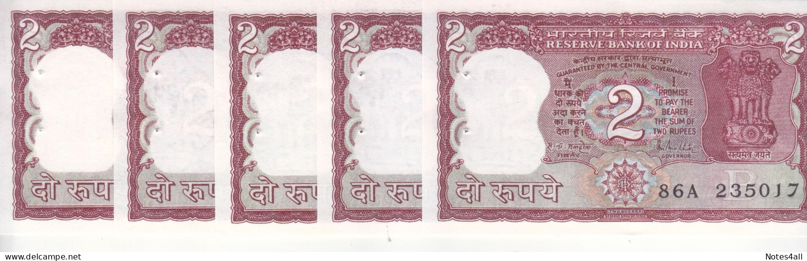 India 2 Rupees 1980 1985 P 53 Unc PIN HOLES LOT X5 - Inde
