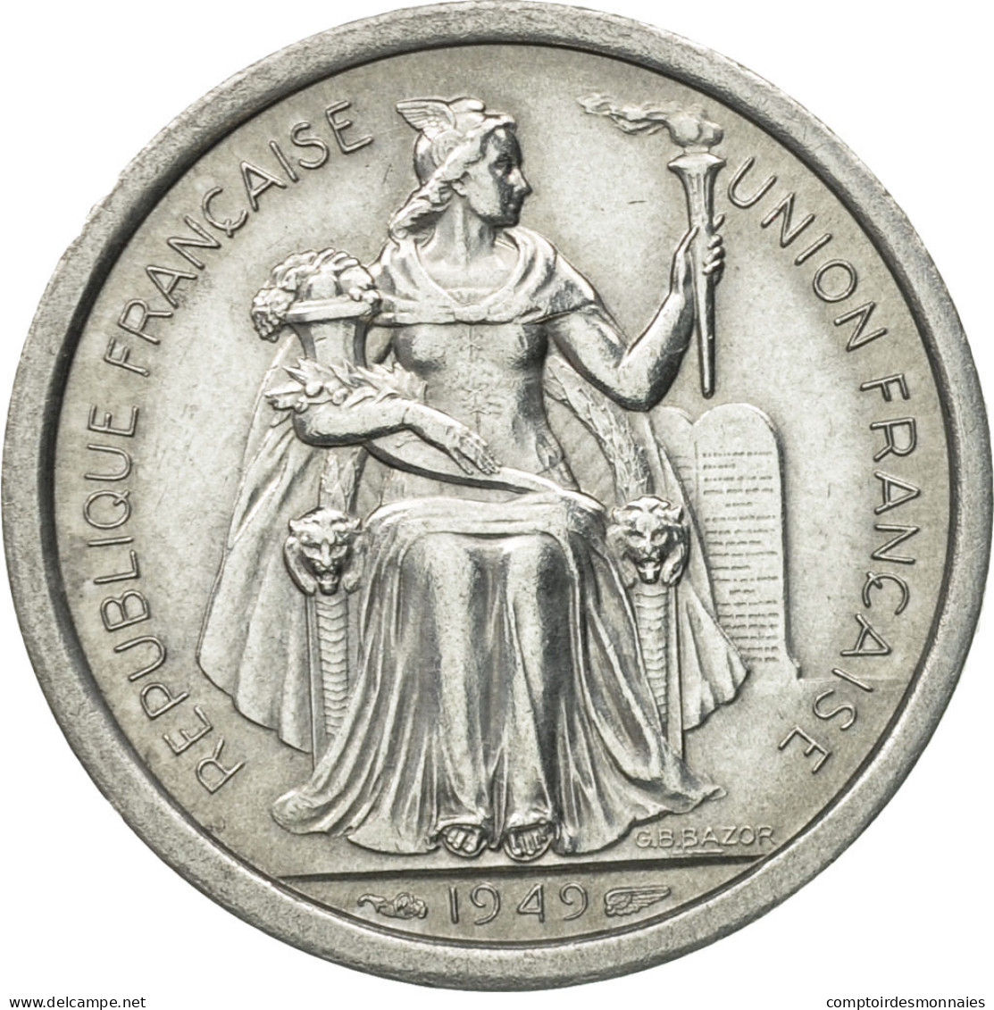 Monnaie, Nouvelle-Calédonie, Franc, 1949, Paris, TTB+, Aluminium, KM:2 - Nieuw-Caledonië
