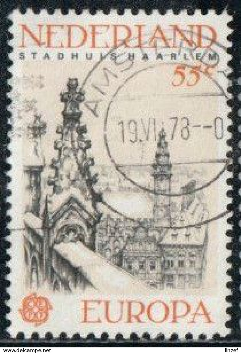 Pays-Bas 1978 Yv. N°1091 - Europa - Hôtel De Ville De Haarlen, église Saint-Bevon - Oblitéré - Oblitérés