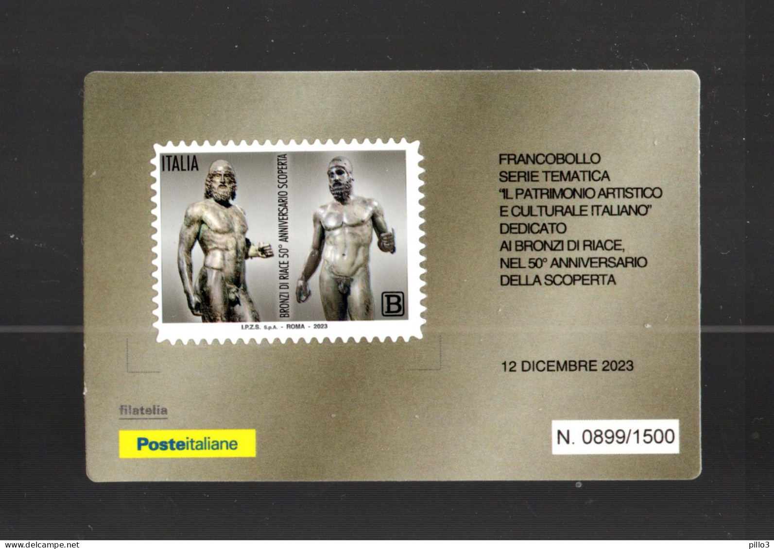 ITALIA :  Tessera Filatelica - 50° Dei BRONZI  DI  RIACE  -  Del   12.12.2023 - Philatelic Cards