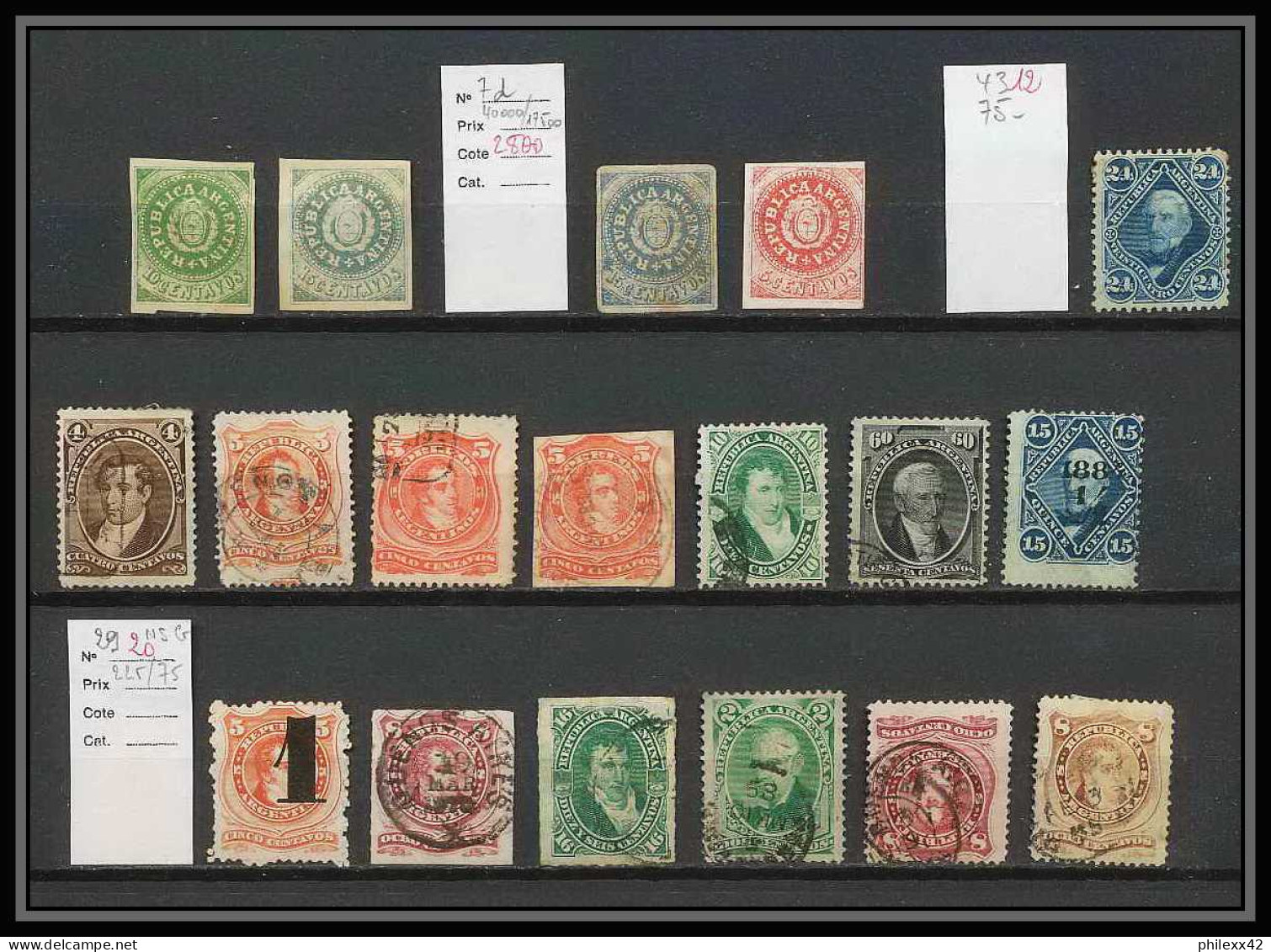 159 - Argentine (Argentina) Collection De Timbres Anciens Tres Forte Cote Dont N° 7d - Collections, Lots & Series