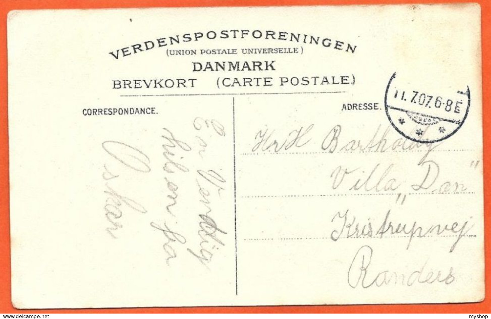 DK079_*   VIBORG * BORGERVOLD MUSIKPAVILLON * SENT To RANDERS 1907 - Danemark