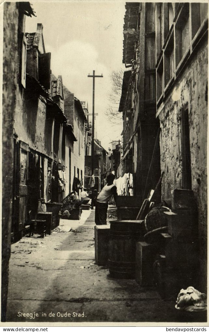 Curacao, WILLEMSTAD, Street In Old Town Section (1930s) Sluyter RPPC Postcard - Curaçao