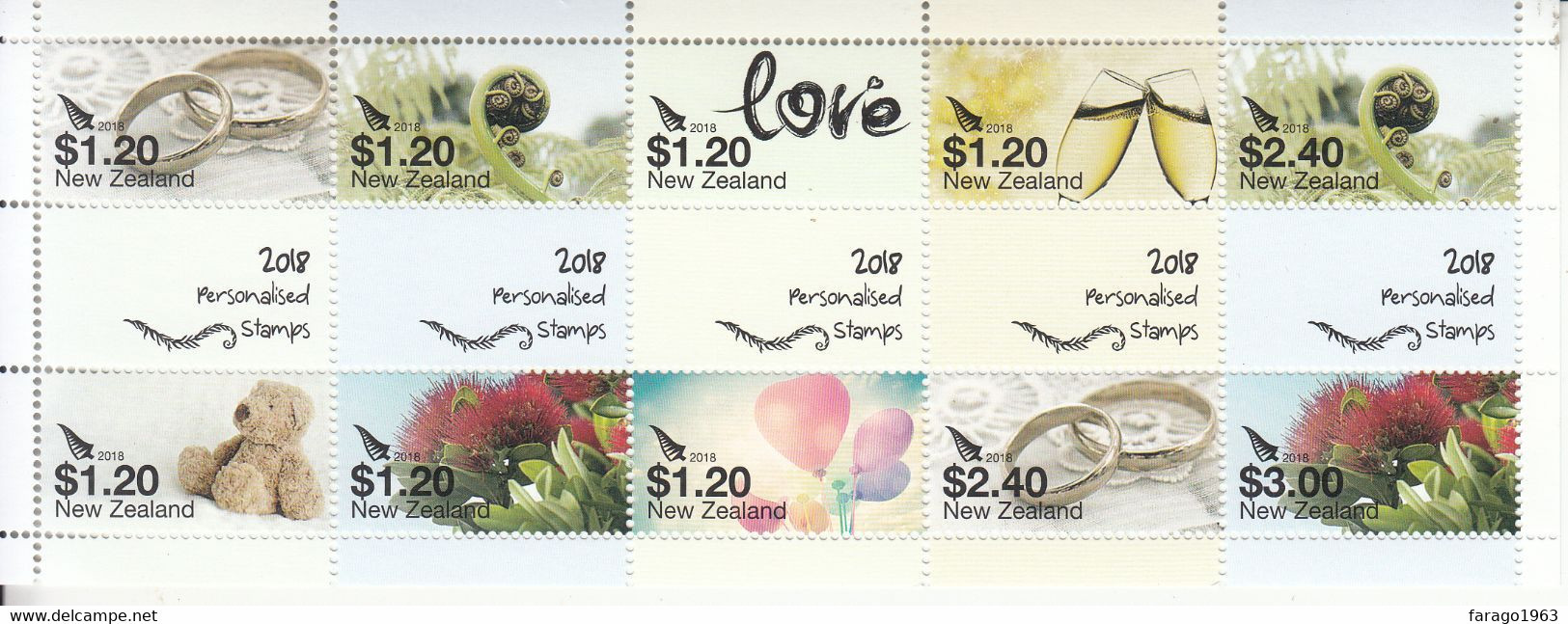 2018 New Zealand Personalised Stamps   Miniature Sheet Of 10 MNH @ BELOW FACE VALUE - Neufs