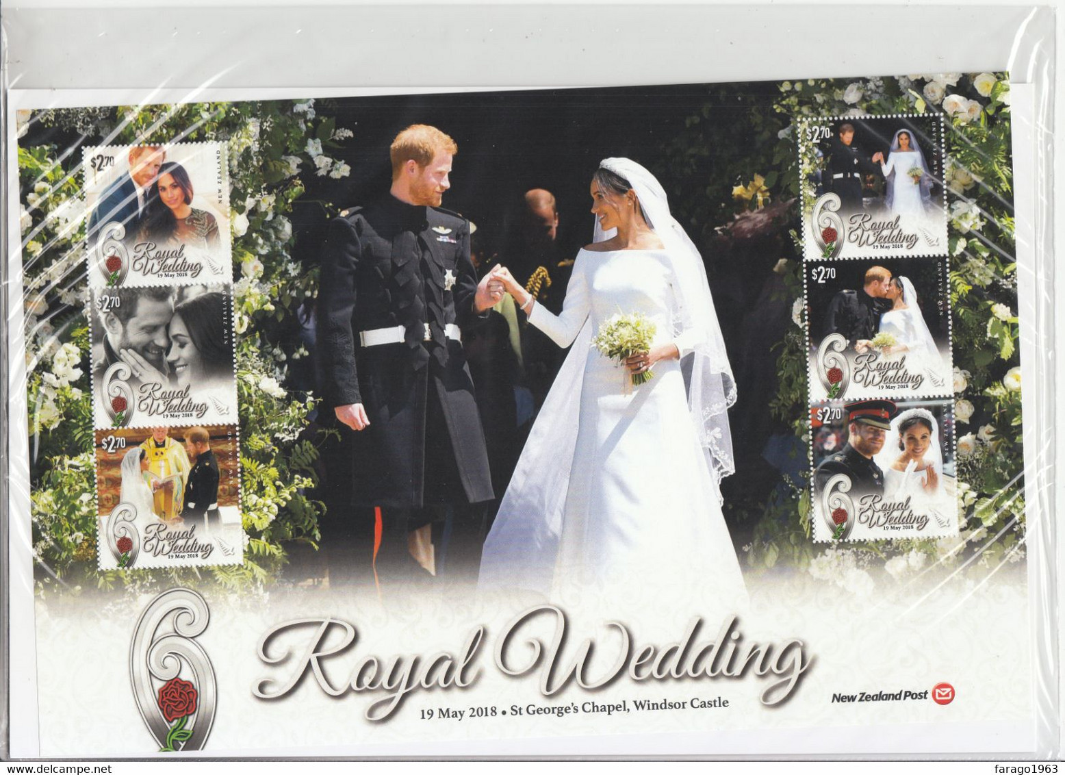 2018 New Zealand Royal Wedding Harry  VERY LARGE Miniature Sheet Of 6 MNH @ BELOW FACE VALUE - Unused Stamps