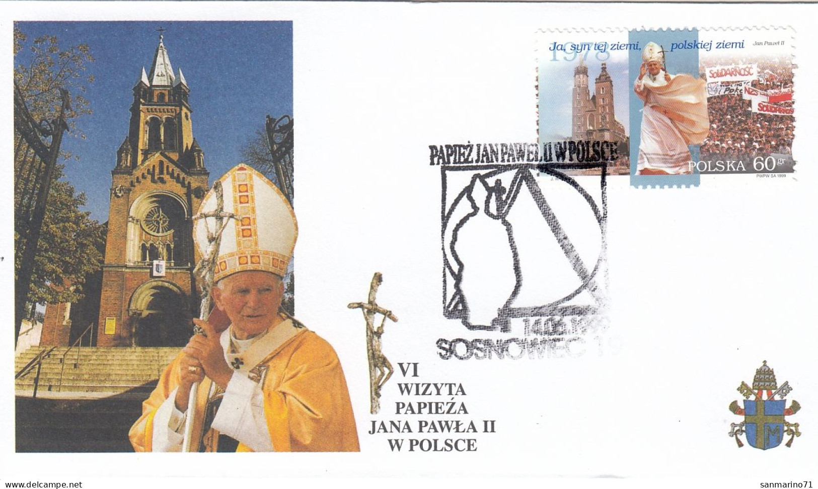 POLAND Cover 5-51,popes Travel 1999 - Papi