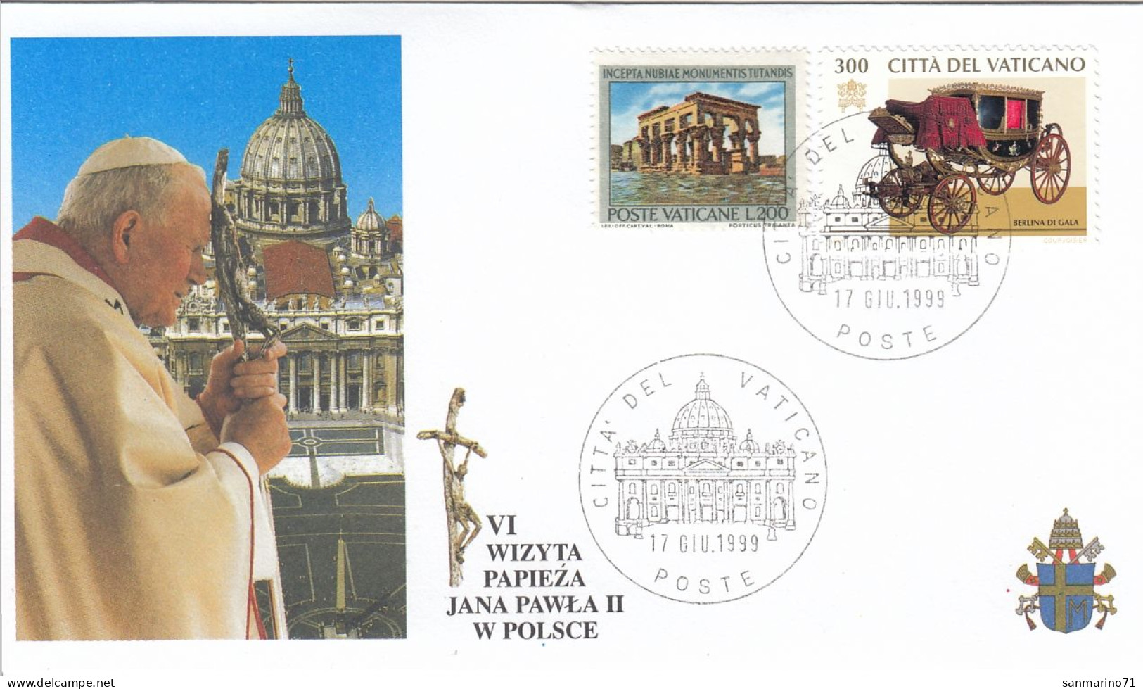 VATICAN Cover 5-60,popes Travel 1999,Poland - Papi