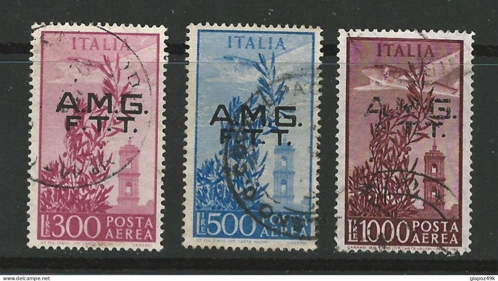 ● ITALIA TRIESTE ֍ 1948  Posta AEREA Campidoglio ֍ N. 14 / 16 Usati ● Fil. Ruota ֍ Cat. 640,00 € ● N. 1685 K ● - Airmail