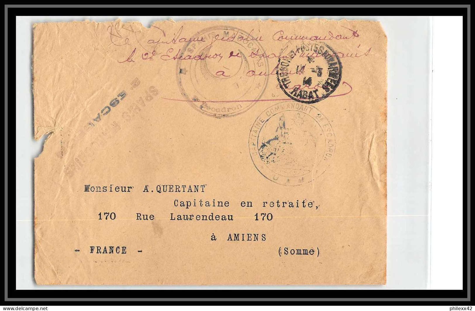 0796 Lot 4 Lettres 2ème Escadron Saphis Marocains Lettre Cover Occupation Du Maroc War Dont 2 Signé Zidalin  - Collections