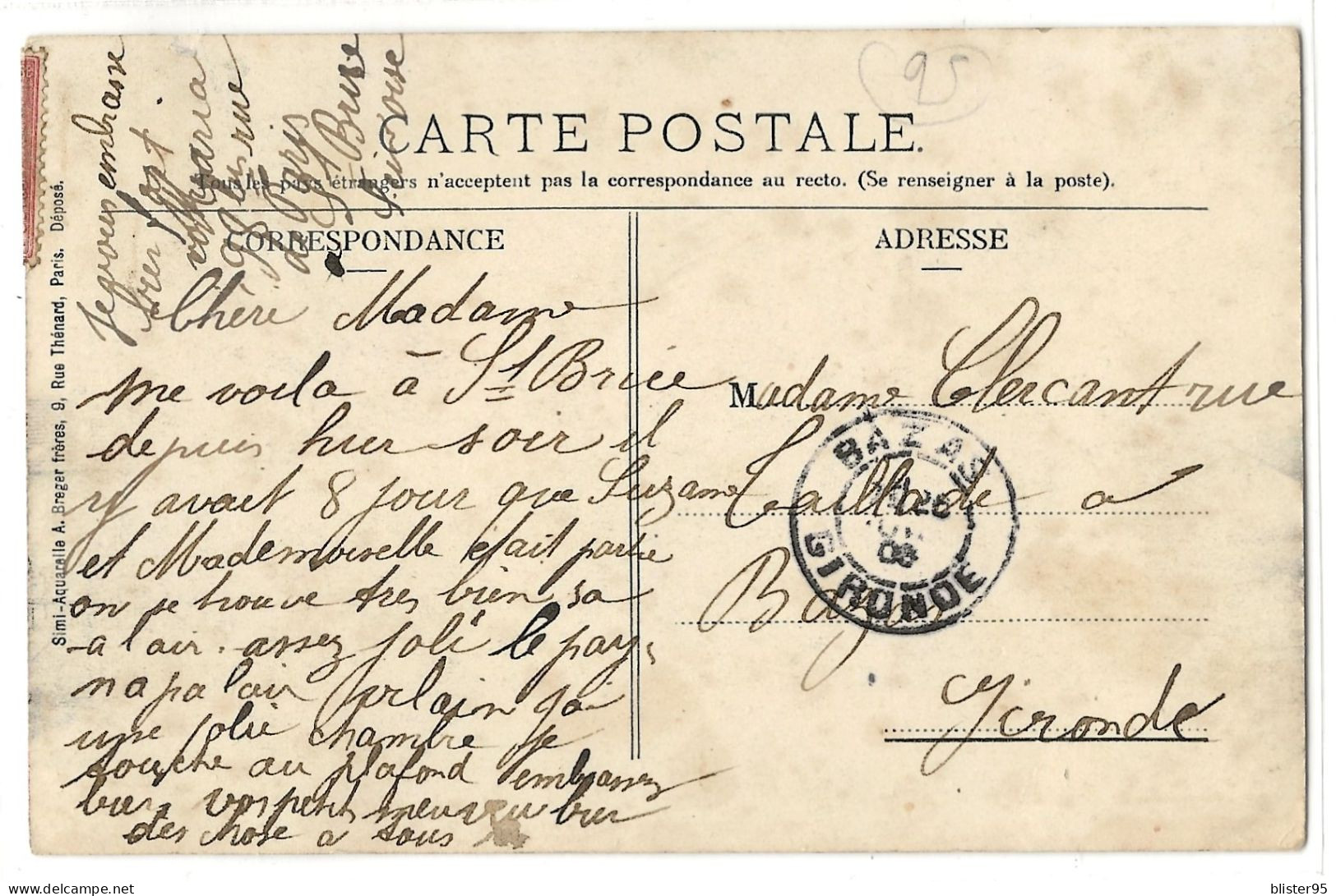 Saint Brice Sous Foret (95) Bd De La Gare , Envoyée En 1908 - Saint-Brice-sous-Forêt