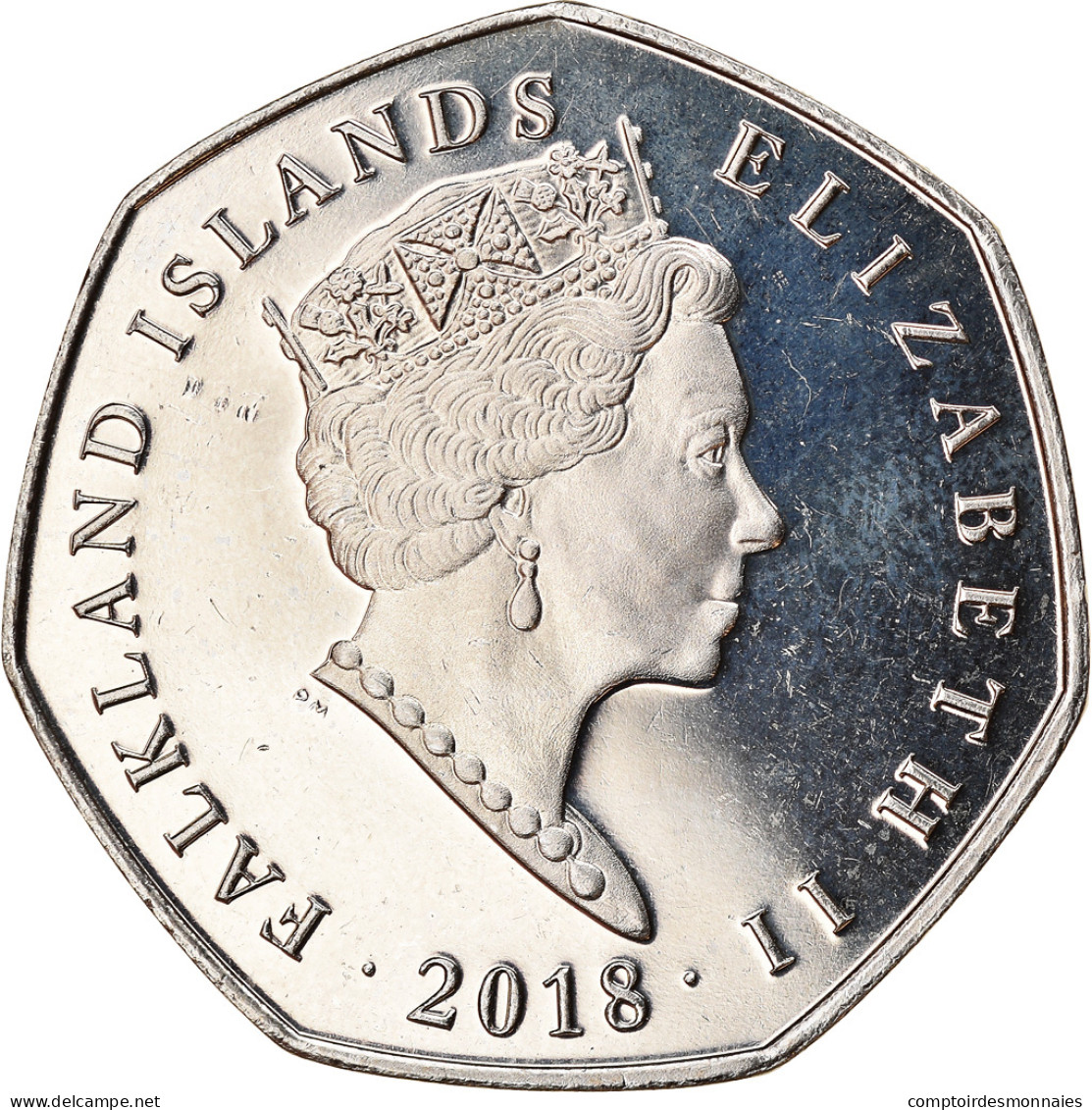 Monnaie, Falkland Islands, 50 Pence, 2018, Pingouins - Manchot Sauteur, FDC - Falklandinseln