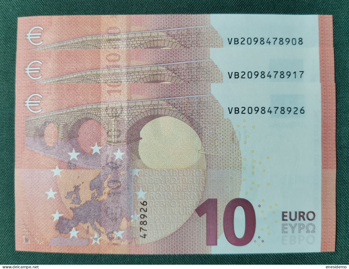 10 EURO SPAIN 2014 DRAGHI V010A4 VB SC FDS CORRELATIVE TRIO UNC. PERFECT - 10 Euro