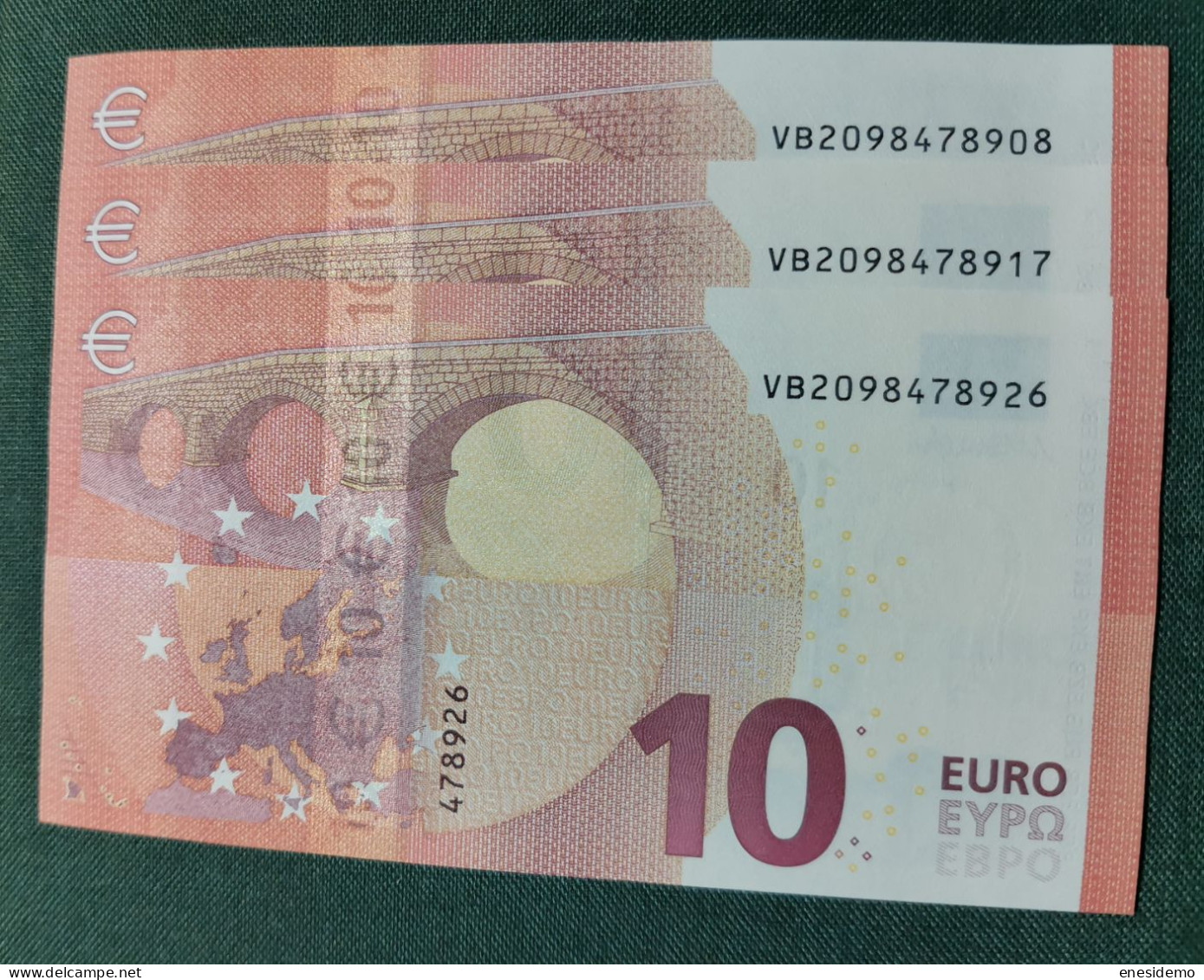 10 EURO SPAIN 2014 DRAGHI V010A4 VB SC FDS CORRELATIVE TRIO UNC. PERFECT - 10 Euro