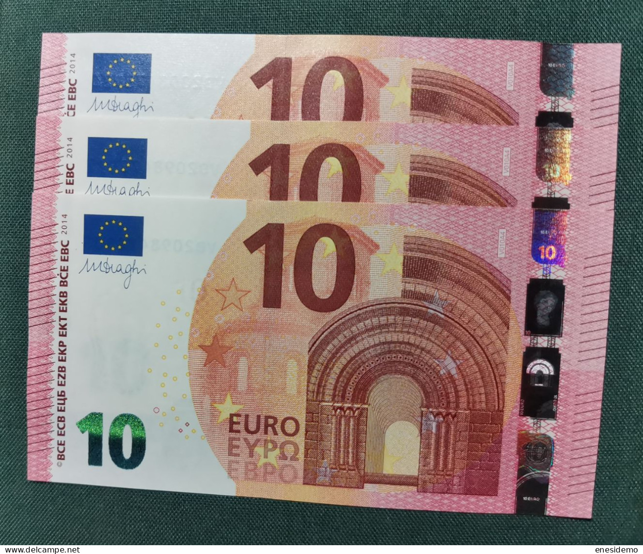 10 EURO SPAIN 2014 DRAGHI V010A4 VB SC FDS CORRELATIVE TRIO UNC. PERFECT - 10 Euro