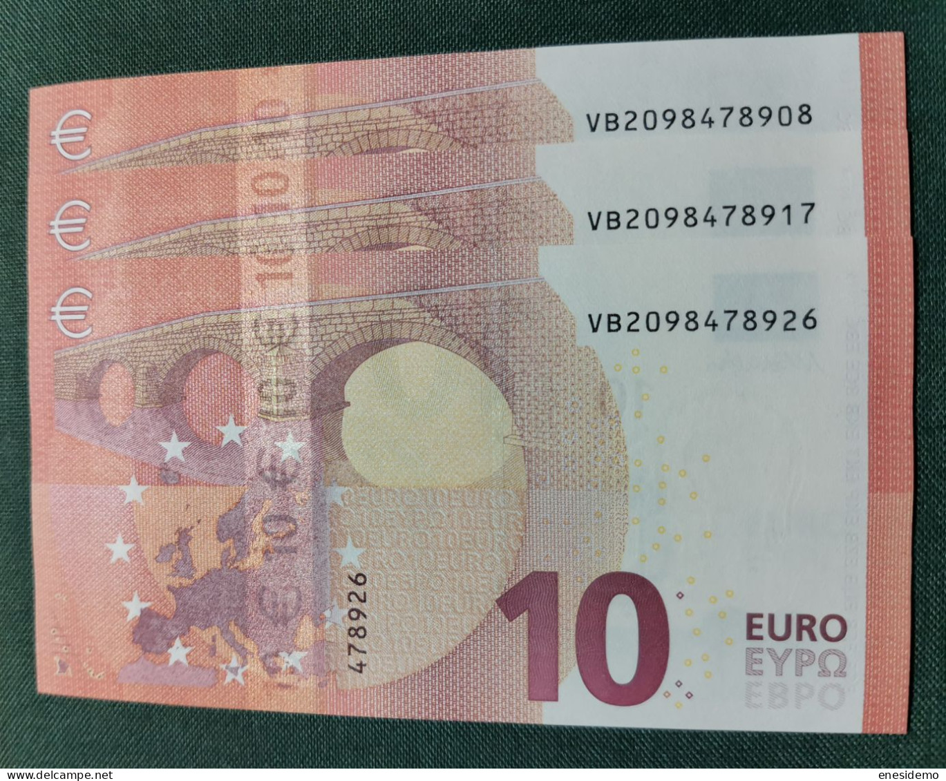 10 EURO SPAIN 2014 DRAGHI V010A4 VB SC FDS CORRELATIVE TRIO UNC. PERFECT - 10 Euro