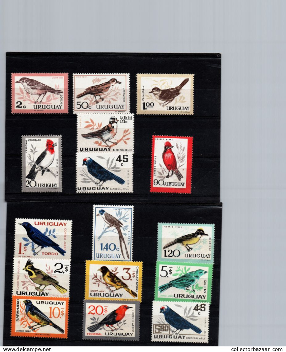 Birds Colorful Complete Set + Overprinted Uruguay #695-698 + C247-C251 + C259-C263 +C320 MNH ** CV$60 - Climbing Birds