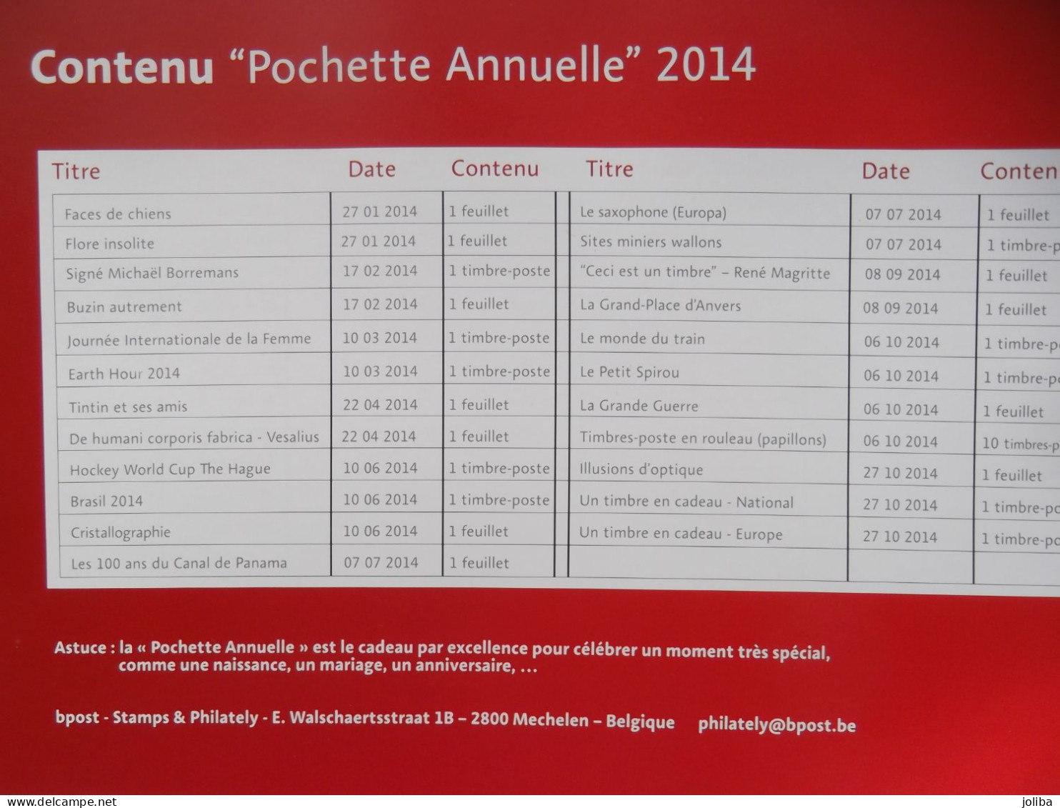 2014 ** Jaarmap - Pochette Annuelle - Jahressätze