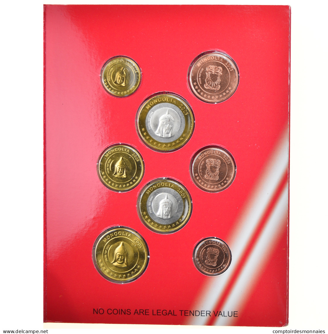 Mongolie, 1 Cent To 2 Euro, 2005, Unofficial Private Coin, FDC - Essais Privés / Non-officiels