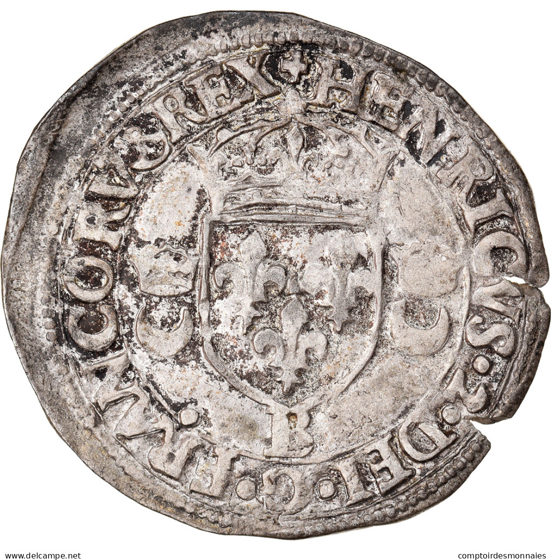 Monnaie, France, Henri II, Douzain Aux Croissants, 1549, Rouen, TTB, Billon - 1547-1559 Heinrich II.