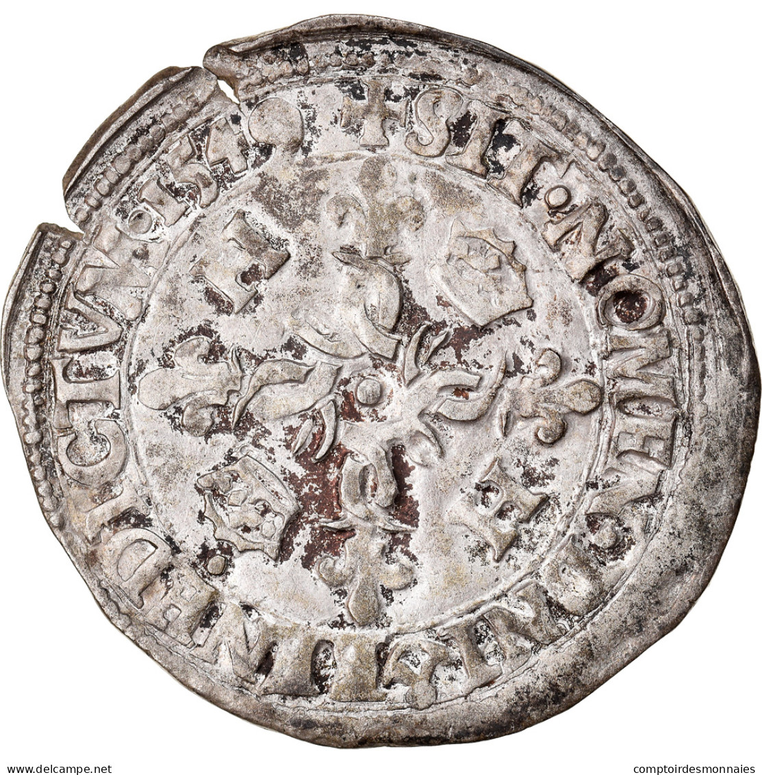 Monnaie, France, Henri II, Douzain Aux Croissants, 1549, Rouen, TTB, Billon - 1547-1559 Enrique II