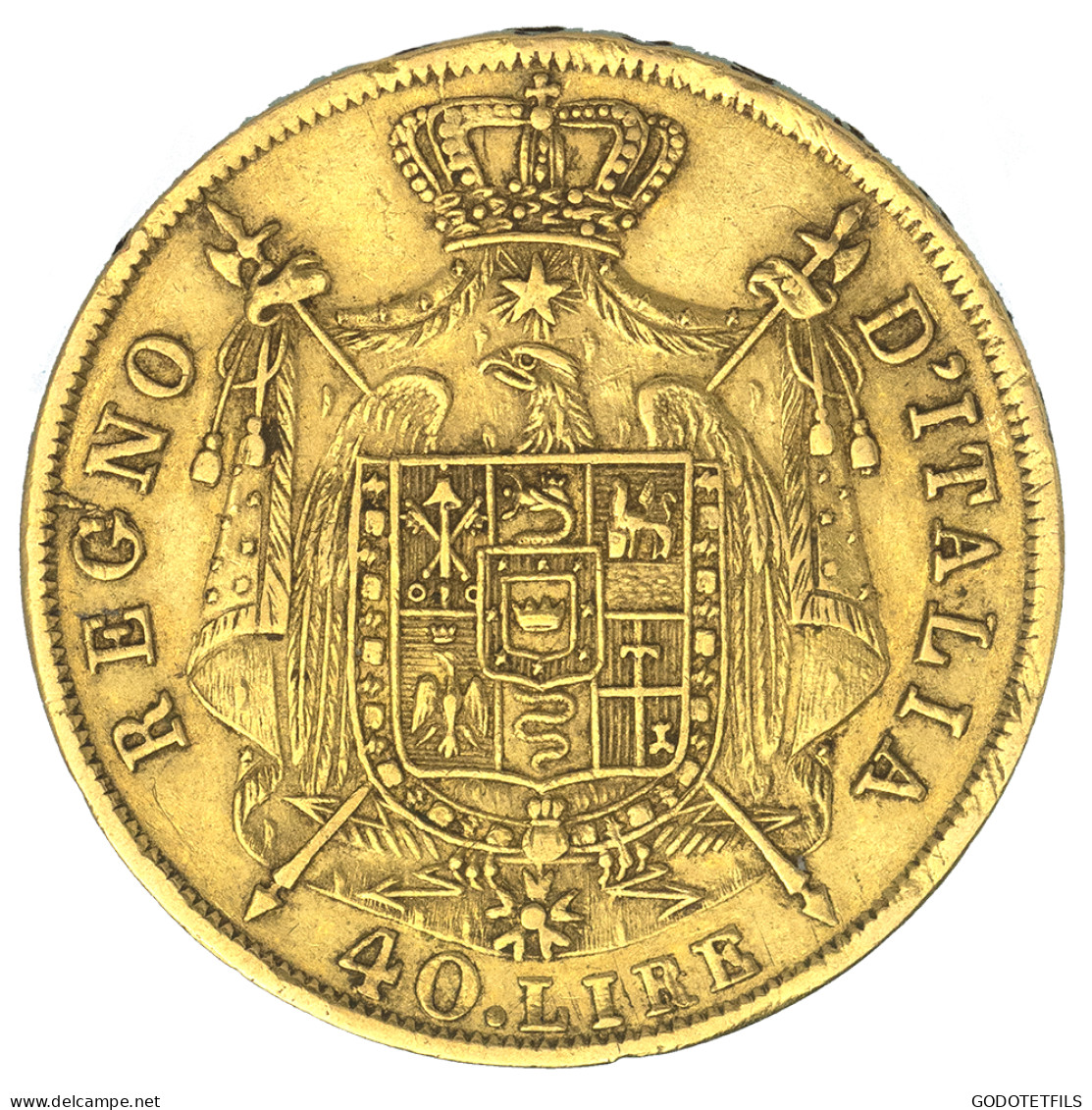 Premier-Empire-Royaume DItalie-Napoléon Ier 40 Lire 1814 Milan - Napoléonniennes