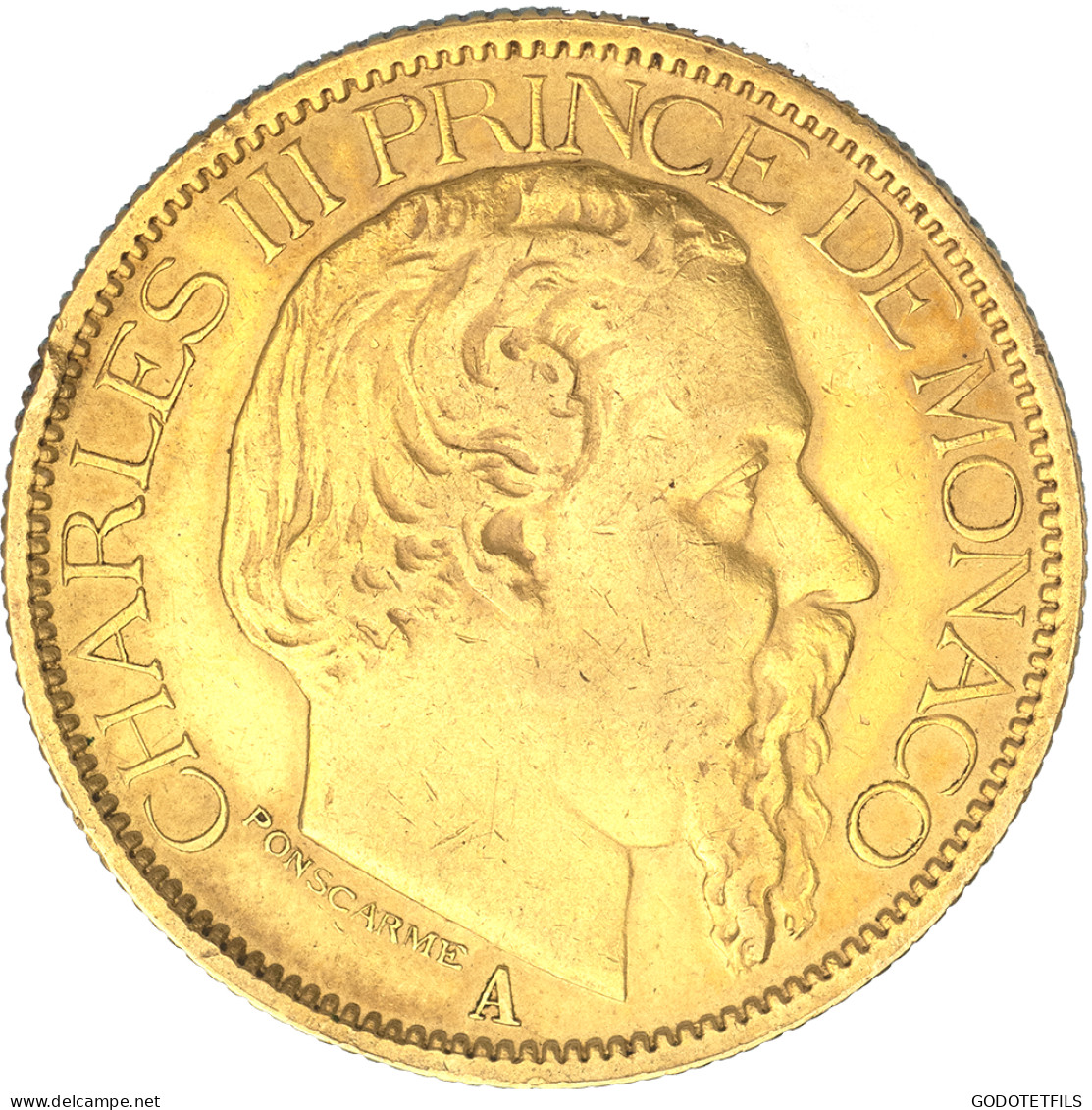 Monaco- 100 Francs Charles III 1886 Paris - 1819-1922 Honoré V, Charles III, Albert I