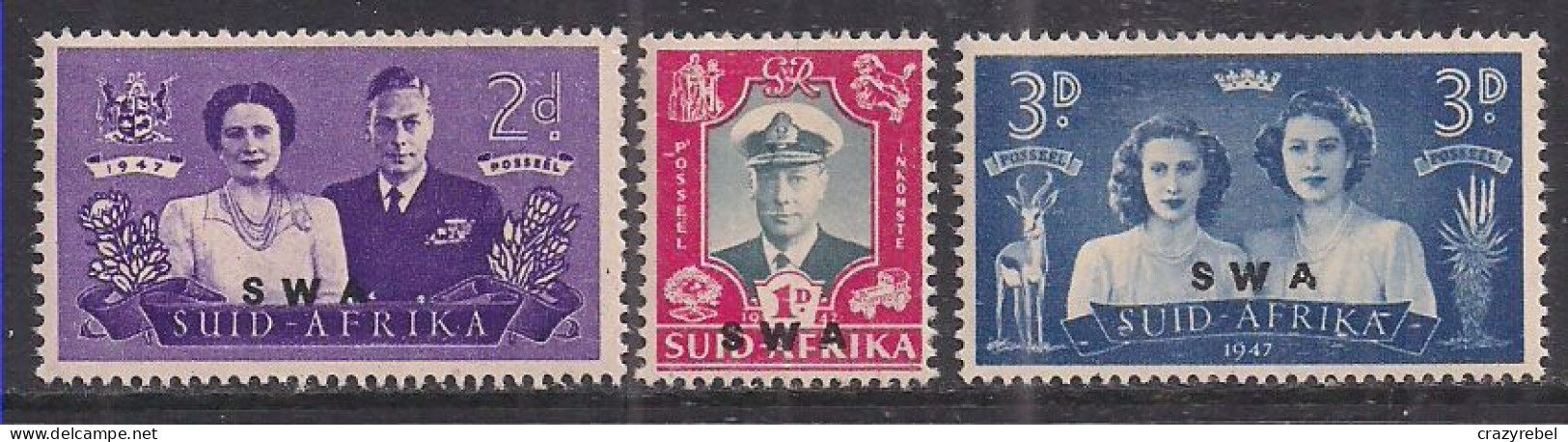 South/Suid Africa 1947 KGV1 Set Royal Visit OVPT SWA MNH SG 111-113  ( C277 ) - Neufs