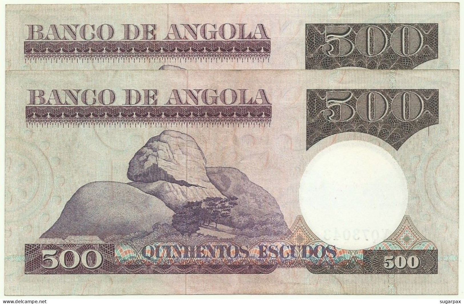 Angola - 2 X 500 Escudos Consecutive - 10.6.1973 - Pick: 107 - Serie YQ - Luiz De Camões - PORTUGAL - Angola